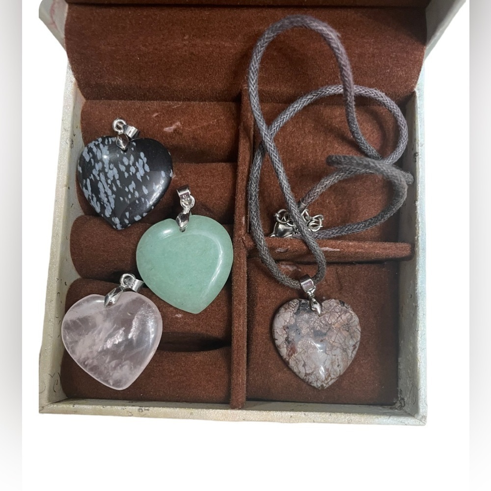 Amore Jewelry | Amore 4 Semi-Precious Stone Heart and Corded Necklace